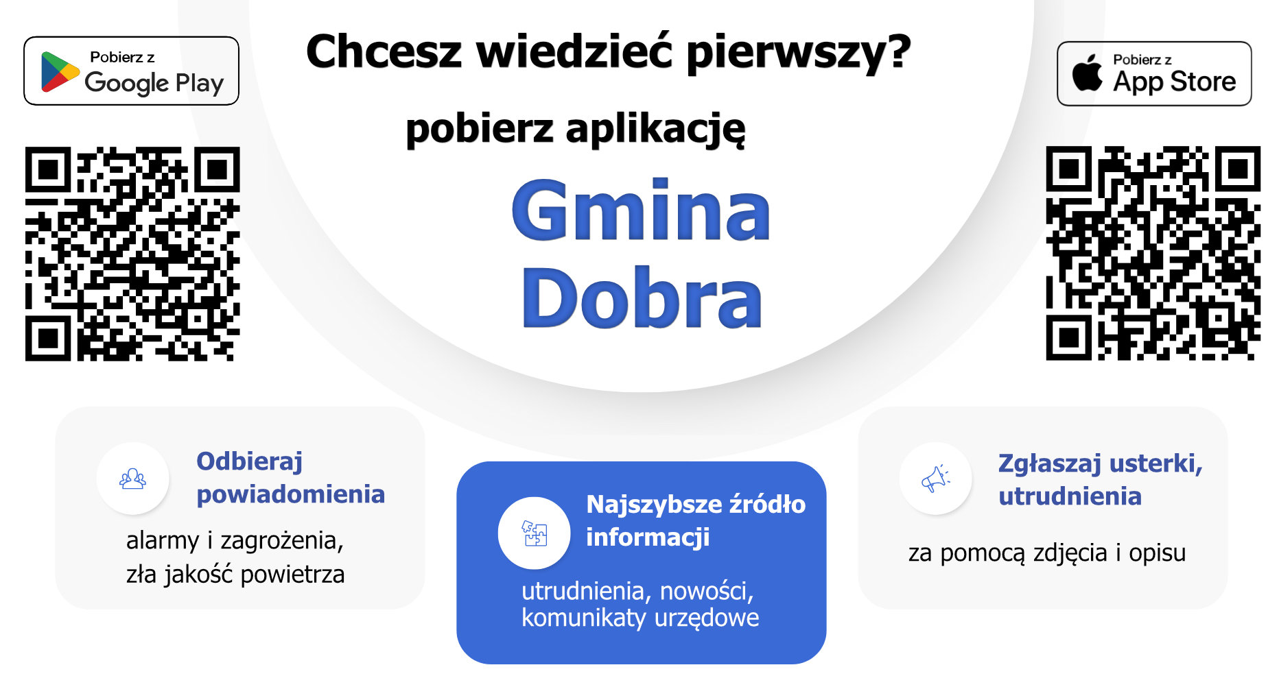 Chcesz wiedzieć pierwszy ? pobierz aplikację Gmina Dobra