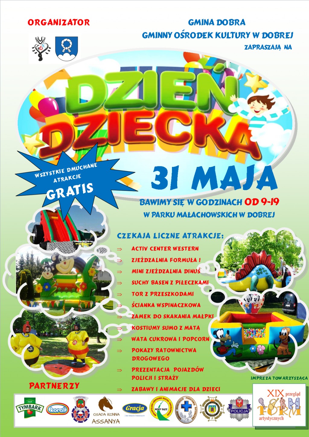 Gminny Dzień Dziecka - 31 maja 2019 r. Park Małachowskich w Dobrej