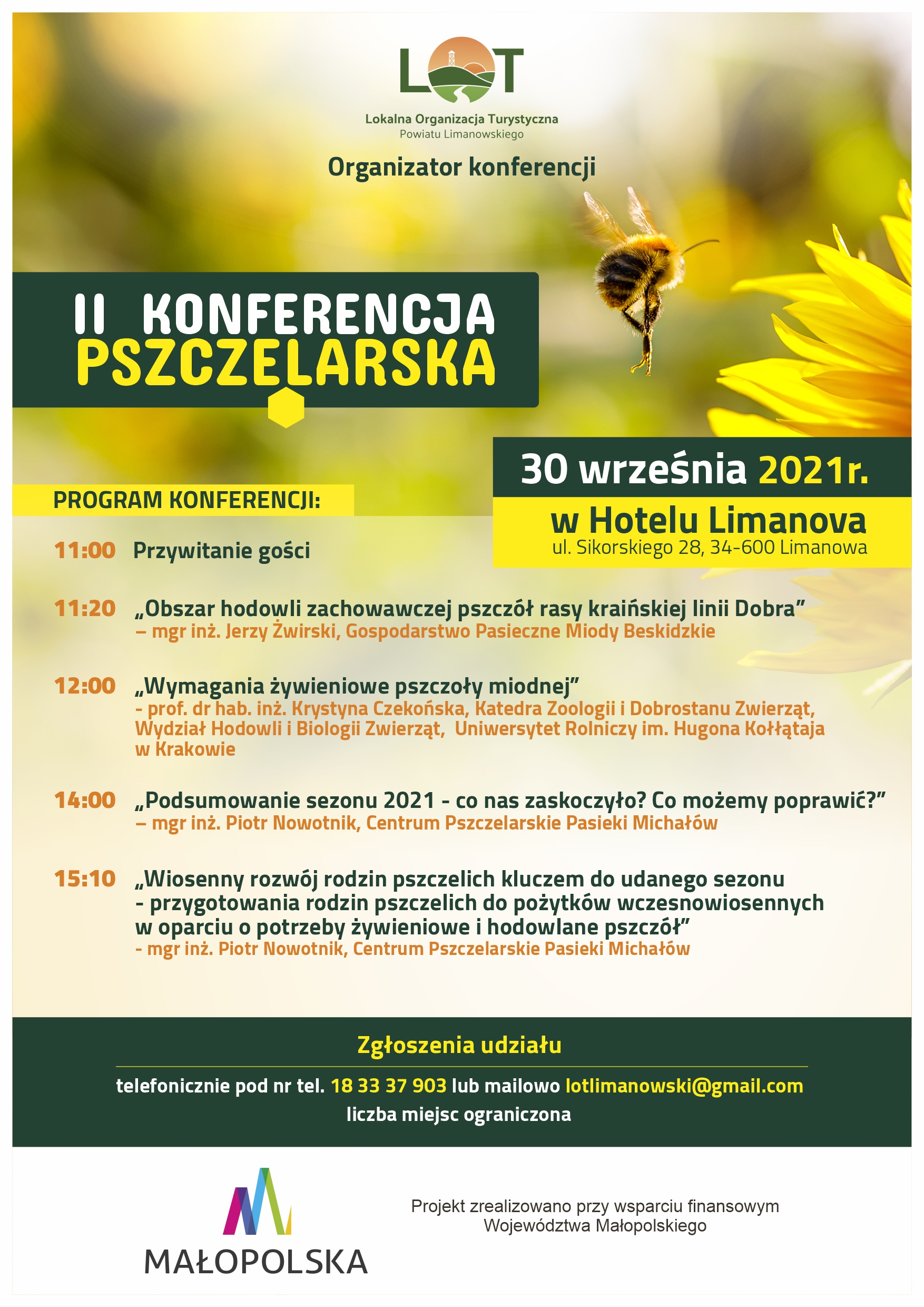 II Powiatowa Konferencja Pszczelarska - Limanowa 30.09.2021 r.