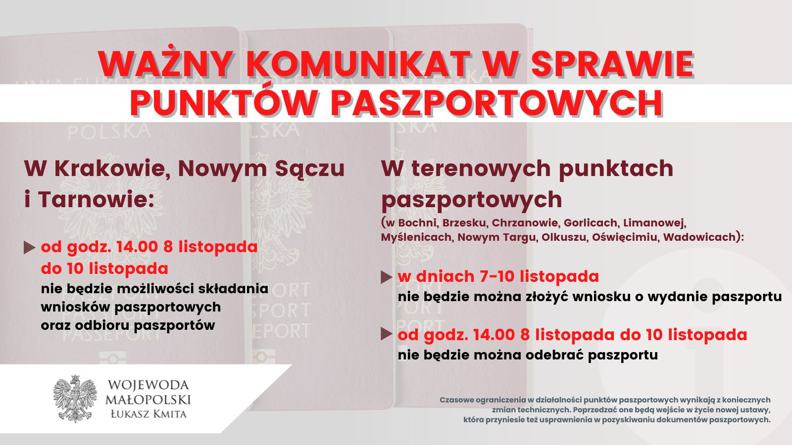 Ważny komunikat w sprawie punktów paszportowych