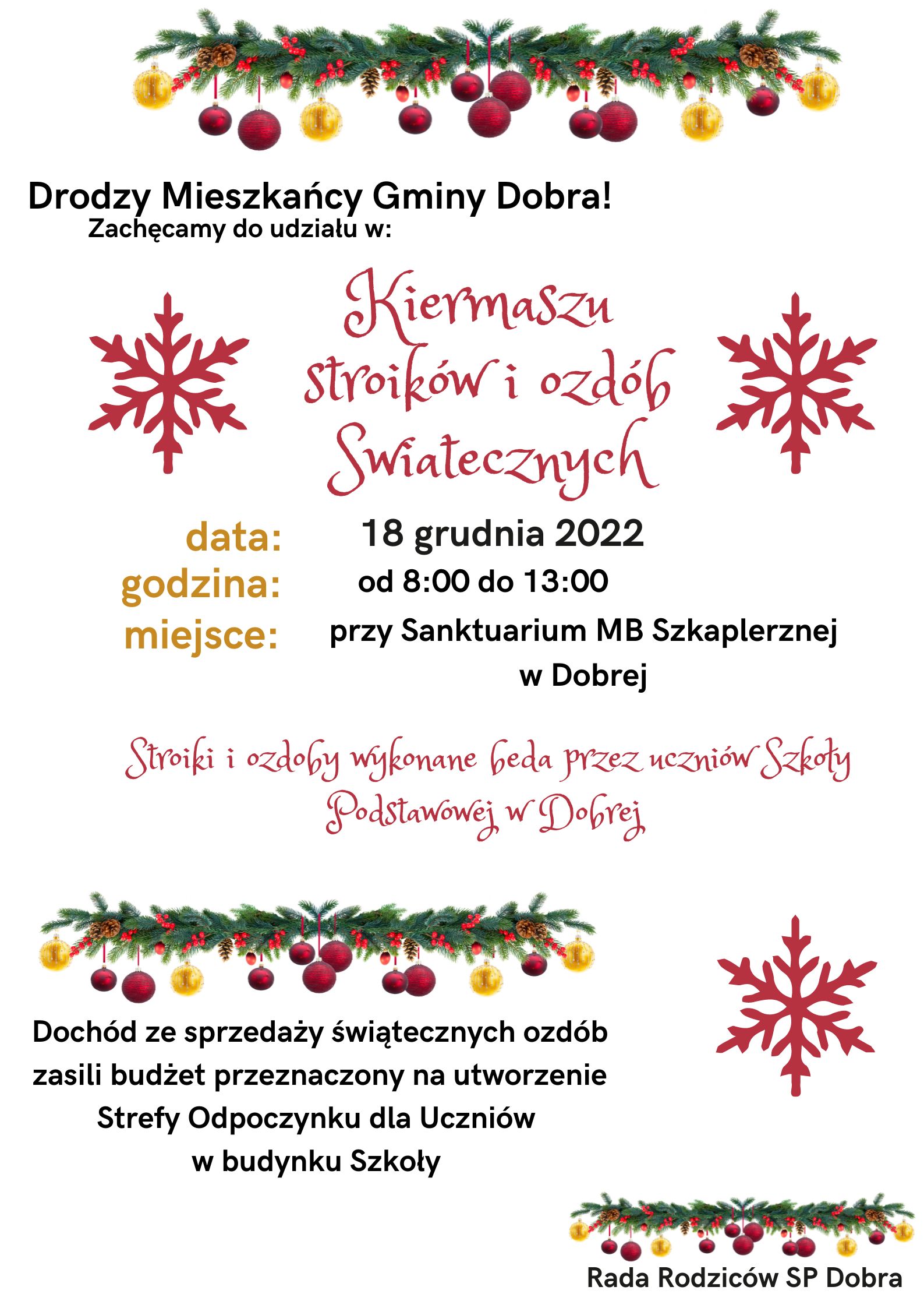 Kiermasz Stroików Świątecznych -  Dobra 18.12.2022 r.